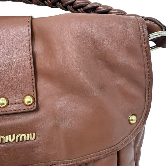 Miu Miu Brown Coffer matelassé leather hobo/shoulder bag with Braided Handle - Picture 3 of 16